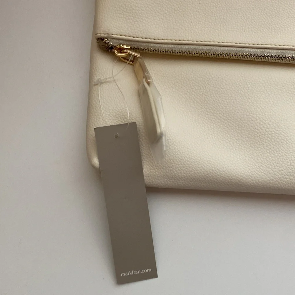 MARKFRAN Oversized Foldover Clutch in Ivory